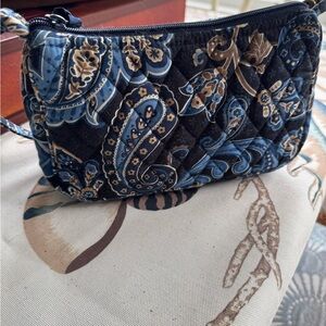 Vera Bradley Blue and Brown Crossbody Bag with Paisley Design